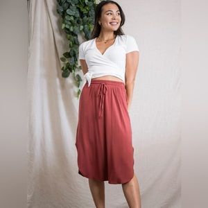 Sozy Camilla Midi Skirt - Brick - Small